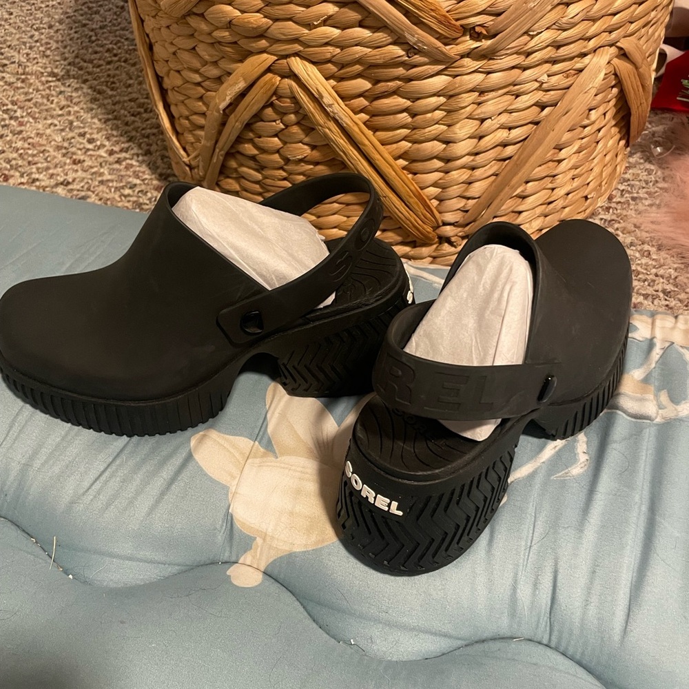 Black Platform Clog Shoes